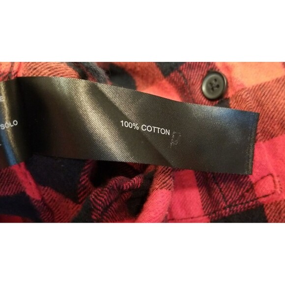 Denim & Flower Men’s Medium Plaid Red Black Flannel Button  Shirt    T4 - Picture 6 of 6